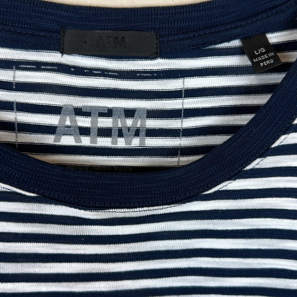 ATM Anthony Thomas Melillo Stripe Jersey Short Sleeve Dress - Picture 7 of 8